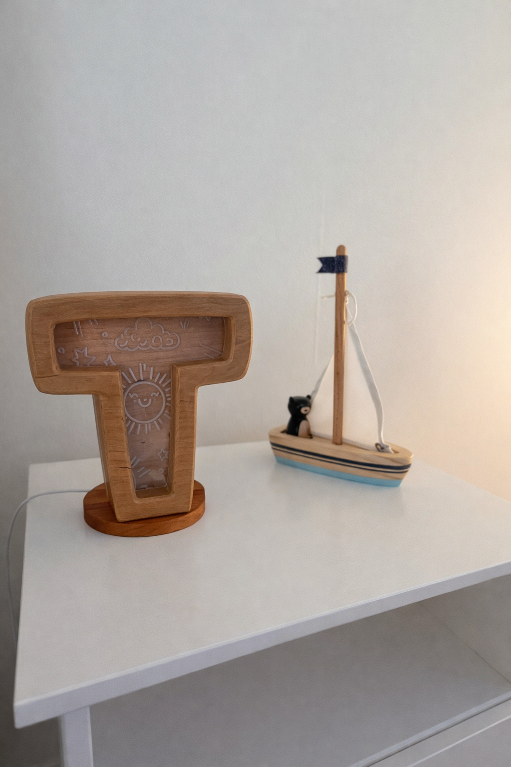 Personalized Wooden Letter Night Light | Custom Initial Lamp for Kids