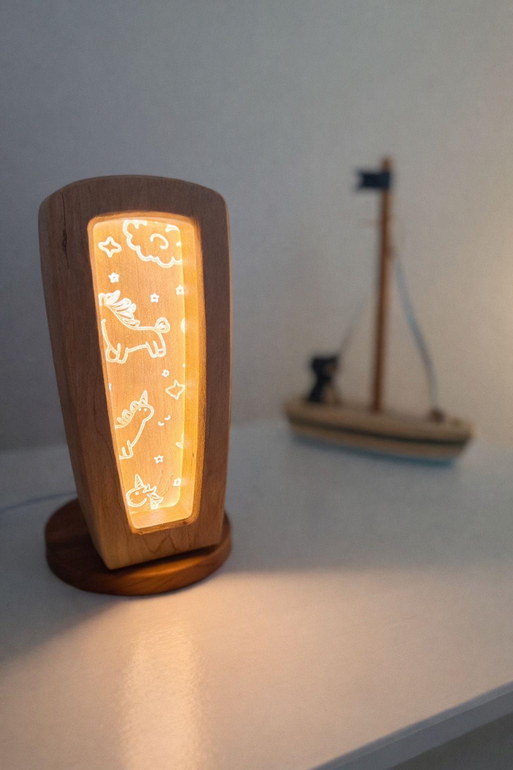 Personalized Wooden Letter Night Light | Custom Initial Lamp for Kids